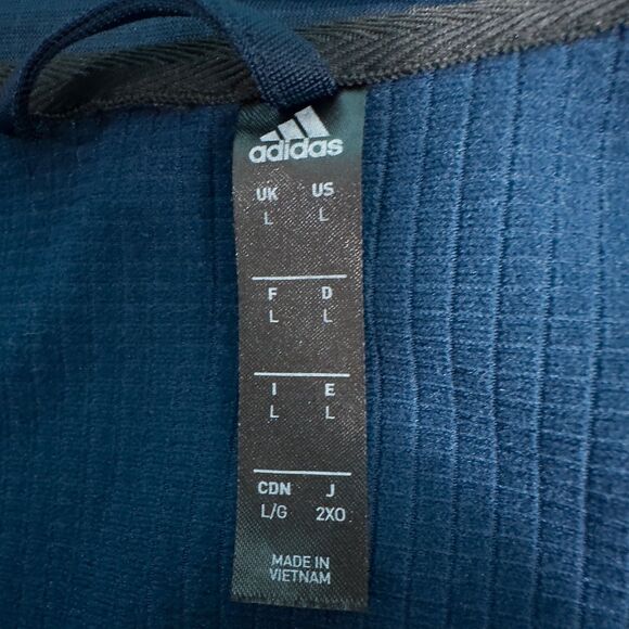 Adidas 3 Stripes Track Jacket Mens Large Blue Black Ripstop Grid Fleece DH9089 - Picture 3 of 16